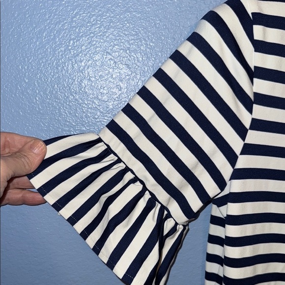 Sailor Sailor Blue and White Flutter Sleeve Nautical Stripe Mini Dress Small. B7 - Picture 2 of 5